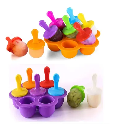 Silikon-Eislutscherformen, 2 Stück, Mini-Eis, orange/lila