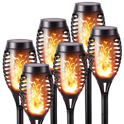 Solar-Fackeln 6er-Set, LED, Flammeneffekt, IP65, wasserdicht