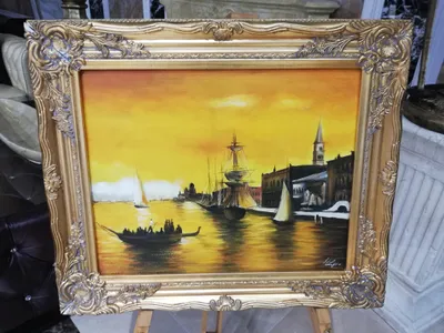 Image de Peinture à l'huile, peinture à la main, 55 x 65 cm. Tableau, peinture à l'huile, toile, cadre.