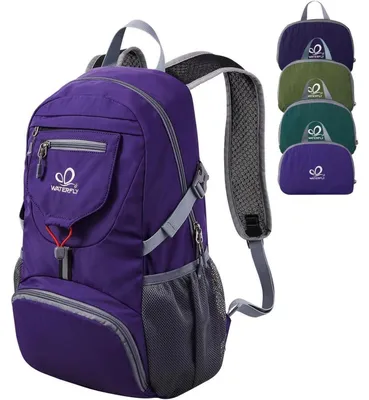 Produktbild von Ultraleichter faltbarer Rucksack 20L Lila Wanderrucksack Tagesrucksack Outdoor Sportlich Travel Daypack Herren Damen