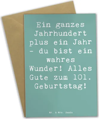 Produktbild von Mr. & Mrs. Panda Klappkarte Spruch 101 Geburtstag - Meeresbrise - Geschenk, Dekorationen, Grußkarte, glückwunschkarten, hochzeitskarten, einladungskarten, Happy Birthday