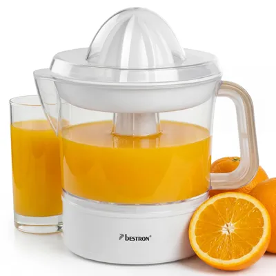 Produktbild von Bestron elektrische Zitrus- & Orangenpresse, inkl. 2 Presskegel und Aromadeckel,