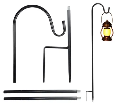 Produktbild von Garten Schäferhaken 120cm Eisen höhenverstellbar für Vogelkäfige Laternen Pflanzkörbe