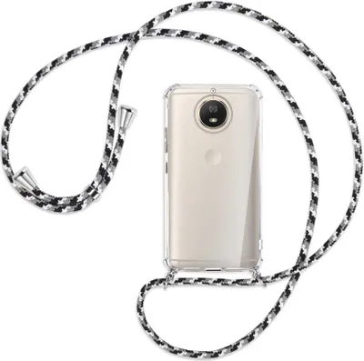 Produktbild von Handykette Backcover-Schutzhülle mit Band (Metall silberfarben) für Motorola Moto G5S - schwarz/grau/weiß