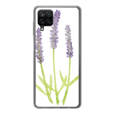 Produktbild von MuchoWow® Handyhülle Schutzhülle Hülle für Samsung Galaxy A12 Lavendel - Aquarell - Pflanzen Silikon Softcase Handy Hülle - Bild