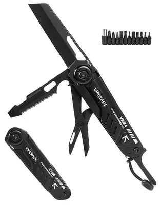 Immagine prodotto di Coltello multiuso pieghevole EDC con forbici, apriscatole, cacciavite e fischietto, colore nero