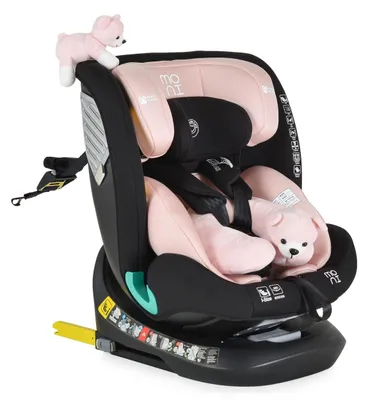 Produktbild von Moni Kindersitz Serengeti i-Size (40-150cm) Isofix, Kuscheltier, Nackenkissen rosa