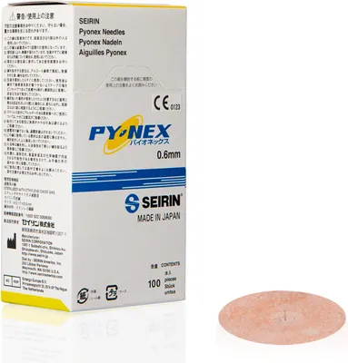 A product box for acupuncture needles and a single needle pad.