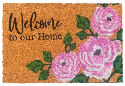 Produktbild von Relaxdays Fußmatte Kokos, Welcome, 60x40cm, rutschfest, wetterfest, Fußabstreifer innen & außen, Türvorleger, mehrfarbig