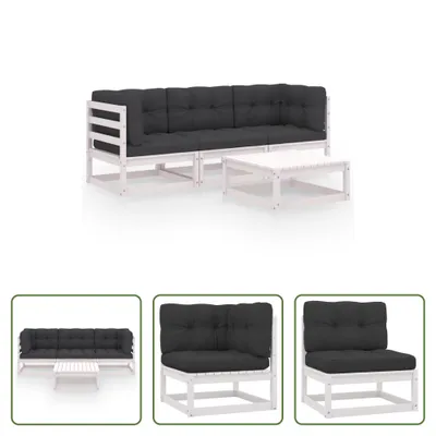 Produktbild von The Living Store 4-tlg. Garten-Lounge-Set mit Kissen Kiefer Massivholz