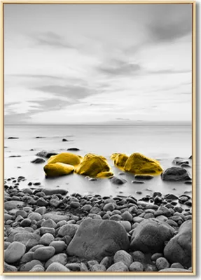 Produktbild von TPFLiving Kunstdruck LW-434 (OHNE RAHMEN) Poster - Leinwand - Wandbild - Hochauflösender Giclée-Druck, langlebig und hochwertig - Gelbe Boote auf grauem Hintergrund -  Wanddeko Wohnzimmer -  - Größe: 35x50cm