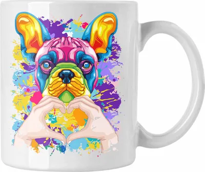Produktbild von Trendation - Französische Bulldogge Besitzer Farbe Love Tasse Geschenk Lustiger Spruch Geschenkidee Französische Bulldogge Besitzerin (Weiß)