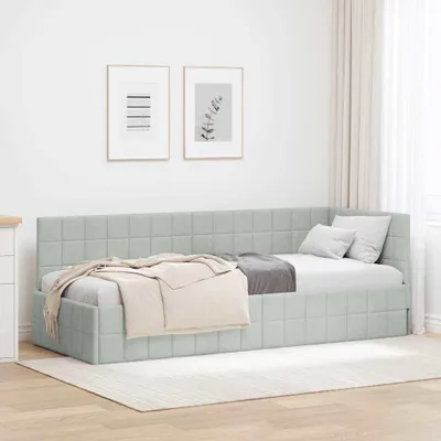 Immagine prodotto di Maison Exclusive - Struttura letto angolare con testiera, grigio chiaro, 80 cm x 200 cm, velluto