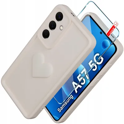 Zdjęcie produktu dla Etui Do Samsung A57 5G Silikonowe Matowe Serce + Szkło Ochronne 9H