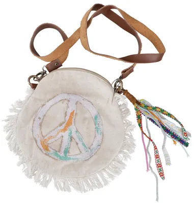 Immagine prodotto di Borsa a tracolla boho, borsa hippie con frange - modello 1, unisex - adulto, bianco panna, cotone, 25*25*9 cm, borsa a tracolla alternativa, borsetta in tessuto
