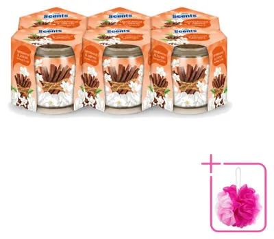 Obrázok produktu pre 6 x Aróma sviečka "At Home Scents", vôňa santalového dreva a jazmínu, 70 g - balenie s 6 kusmi