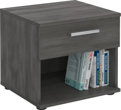 Produktbild von Nachttisch Nachtschrank Nachtkommode MARY esche grau, 42 x 38 x 30 cm, mit Schublade und offenem Fach
