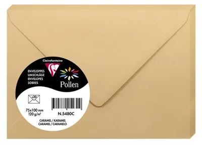 Produktbild von Clairefontaine 5480C, Karamell, 120 g/m², 100 mm, 75 mm, Forest Stewardship Council (FSC), Frankreich