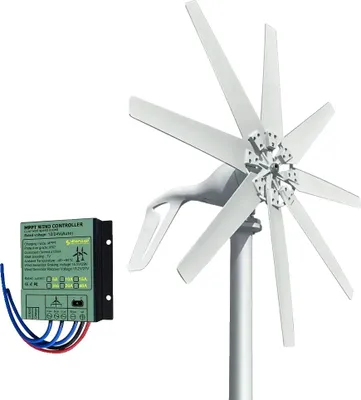 Obrázek produktu pro Generátor větrné turbíny s horizontální osou, 8 lopatek, 6 KWh za den, Možnosti napětí:, S volným regulátorem, 48V