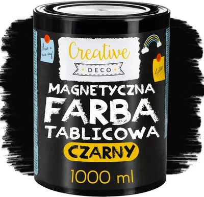 Zdjęcie produktu dla Creative Deco Magnetyczna farba tablicowa kredowa | 1000ml | czarna | wydajność 2 m² przy 3 warstwach | do ścian, drewna, metalu, szkła | na bazie wody