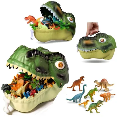 Produktbild von Großes Set: Dinosaurier-Koffer, T-Rex-Figuren, Dino Park Eier, 19-in-1 für Kinder