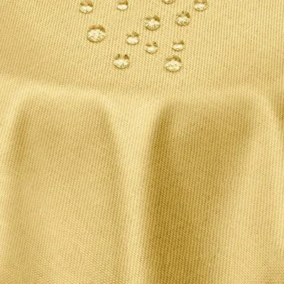 Immagine prodotto di DecoHomeTextil Tovaglia effetto lino, gialla, ovale, 135 x 180 cm, con motivo a fiori di loto, lavabile