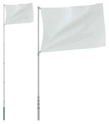 Produktbild von Teleskop-Fahnenmast - 5,5 m Flaggenmast - Aluminium - Höhenverstellbar - Für außen - Armygrün