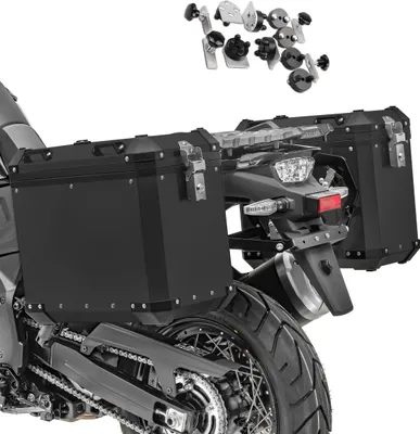 Immagine prodotto di Set di valigie in alluminio per Kawasaki Versys 1000 / 650 valigia laterale GX45 nero
