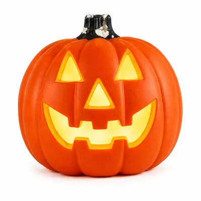 Productafbeelding van LED-pompoen Halloween decoratie met verlichting – Oplichtende Halloween-pompoen van kunststof, geschikt voor ramen, woonkamer, tuin en balkon