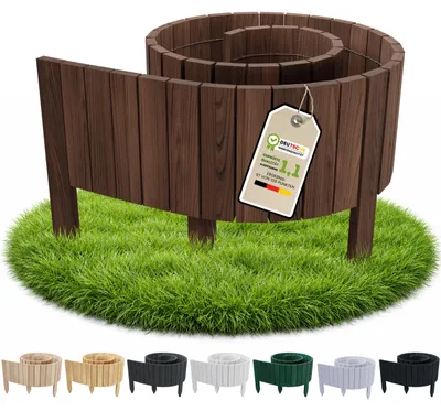 Image de Floranica Bordure de jardin en bois flexible 20 x 200 cm Brune avec piquets, idéale pour délimiter pelouse et massifs de fleurs