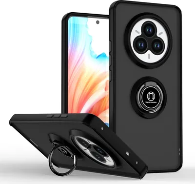 Immagine prodotto di Custodia per Realme 14 Pro custodia in TPU traslucido opaco con supporto ad anello e supporto Nero