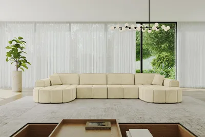 Produktbild von ALTDECOR Ecksofa in U-Form Livo-U2 - 400x173x79,5 cm Beige - Corner Sofa Bett Eckcouch Couch L-Form Wohnlandschaft Cauchsofa