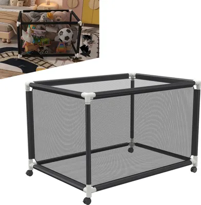 Obrázok produktu pre TWOLIIN Úložný box na bazén 122x78x88cm Vonkajší úložný box na bazén s kolieskami, čierny sieťový organizér na plavecké krúžky, plážové lopty, bazénové rezance, hračky a plavecké vybavenie