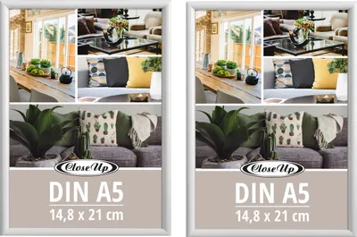 Produktbild von Posterrahmen 14,8 x 21 cm 2er Set DIN A5 Kunststoff weiß