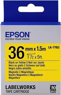 Image de Epson LabelWorks LK-7YB2 - noir sur jaune - Rouleau (3,6 cm x 1,5 m) 1 rouleau(x) d'étiquettes magnétiques (C53S657008)