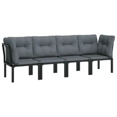 Produktbild von vidaXL 4-tlg. Garten-Lounge-Set Schwarz und Grau Poly Rattan