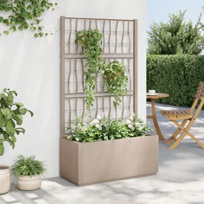 Image de Maison Exclusive - Bac à plantes avec treillis Marron clair 80x36x140 cm PP