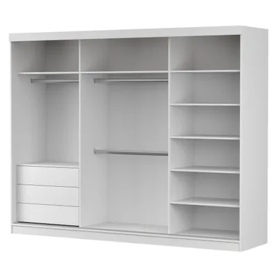 Image de MILAN Armoire à portes coulissantes Armoire 250cm blanc/blanc avec miroirs et tiroirs