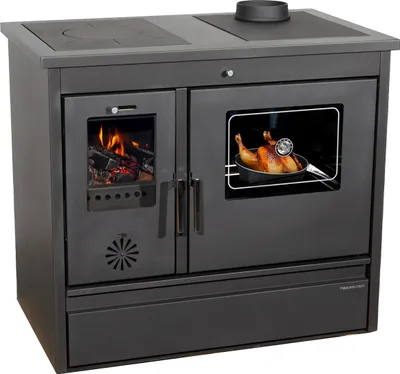 Produktbild von Kaminofen mit Backfach und Herdplatte 4050 Lotus Classic Schwarz Holzofen 11 kW Holz Ofen Mehrfachbelegung Kamin Heizofen Küchenherd