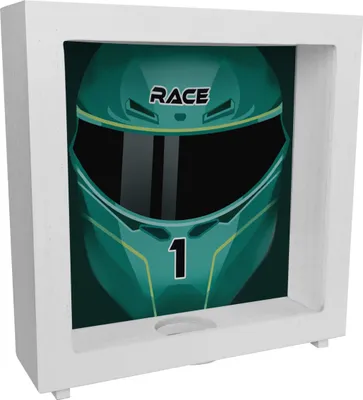Produktbild von Motorsport-Helm Rahmen Spardose aus Holz in Racing Green