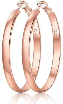 Immagine prodotto di Orecchini a cerchio in argento 925, da donna, larghezza 5 mm, placcati in oro 14 carati, diametro 30-70 mm