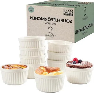 Zdjęcie produktu dla Ceramiczne foremki do crème brûlée – 10 sztuk – 200 ml – białe