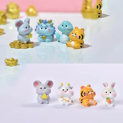 Produktbild von 12 Stück Tierornamente - Tierdekorationen - Mini-Tierfiguren für Zimmer und Schreibtischdekoration und zur Gestaltung von Mikrolandschaften