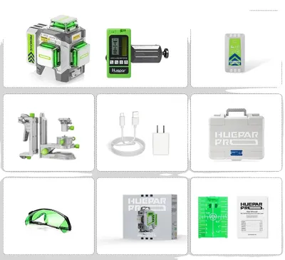 Produktbild von Huepar Laser-Niveau, hohe Genauigkeit ±2 mm, lange Betriebszeit 10 Stunden, SET-2