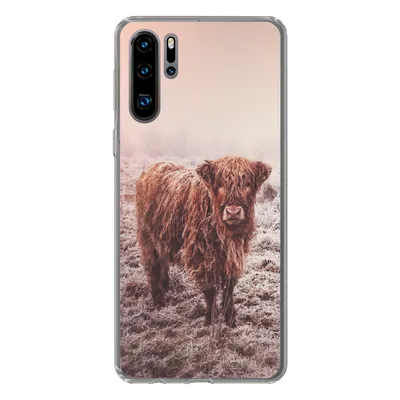 Produktbild von MuchoWow® Handyhülle Schutzhülle Hülle für Huawei P30 Pro Schottische Highlander - Schnee - Sonne Silikon Softcase Handy Hülle - Schutzdeckel