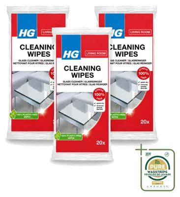Produktbild von 3 x HG Glasreinigungsdoekjes für streeploose Sauberkeit auf Glas und Spiegeln - Vorratspackung - 3 Stücke