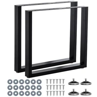 Image de GIHAUVIA, lot de 2 pieds de table 80 × 72 cm, piètement de table, patins de table en acier noir, piètement de table 80 × 40 mm, design industriel, piètement de table à manger, 2 pieds de table