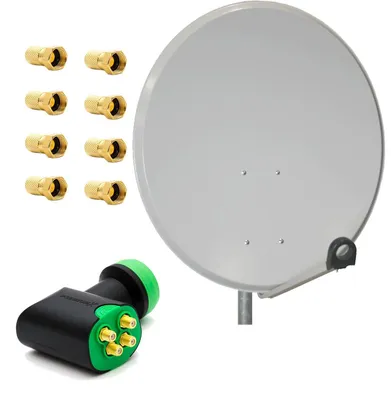 Produktbild von PremiumX SAT Anlage 80cm Antenne GreenDiamond Quad LNB 8x F-Stecker