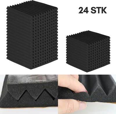 Zdjęcie produktu dla TolleTour Trójkątna pianka akustyczna – SAMOPRZYLEPNA (50 x 50 x 2,5 cm) Pianka akustyczna Acoustic Foam self adhesive – maty dźwiękochłonne zapewniające skuteczną izolację akustyczną