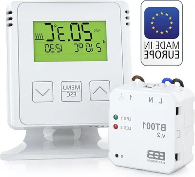 Productafbeelding van Draadloze thermostaat met ontvanger – Bereik tot 35 meter – Geschikt voor elektrische verwarming – Geschikt voor infraroodverwarming – Wekprogramma's – Vorstbeveiliging – Wit
